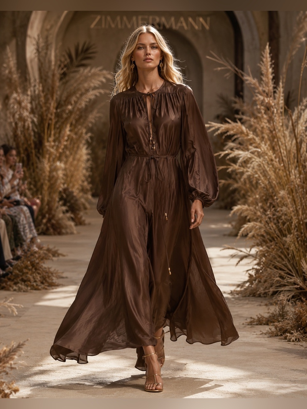 Zimmermann Chocolate Brown 100% Silk Maxi Dress NWT AU 1 / US Small
